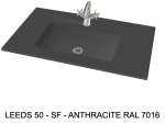 Plan vasque lavabo sur mesure : L 60 à 201 x P 40 à 51 cm, finition lisse mate, 10 couleurs au choix, Anti bactérien, résine Akrytan® teinté dans la masse, Livraison Offerte.